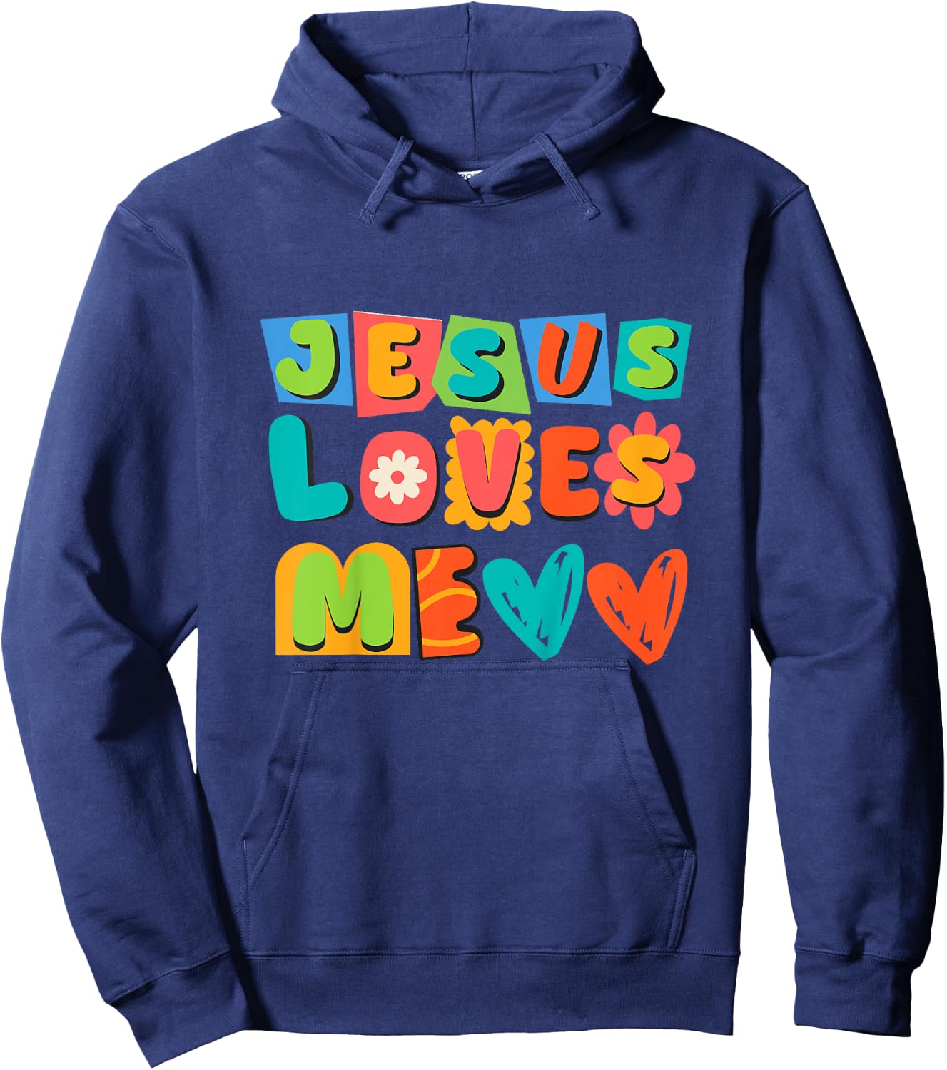 Groovy Jesus Loves Me Biblical Christian Church Retro Kids Hoodie - Hoodie | Navy