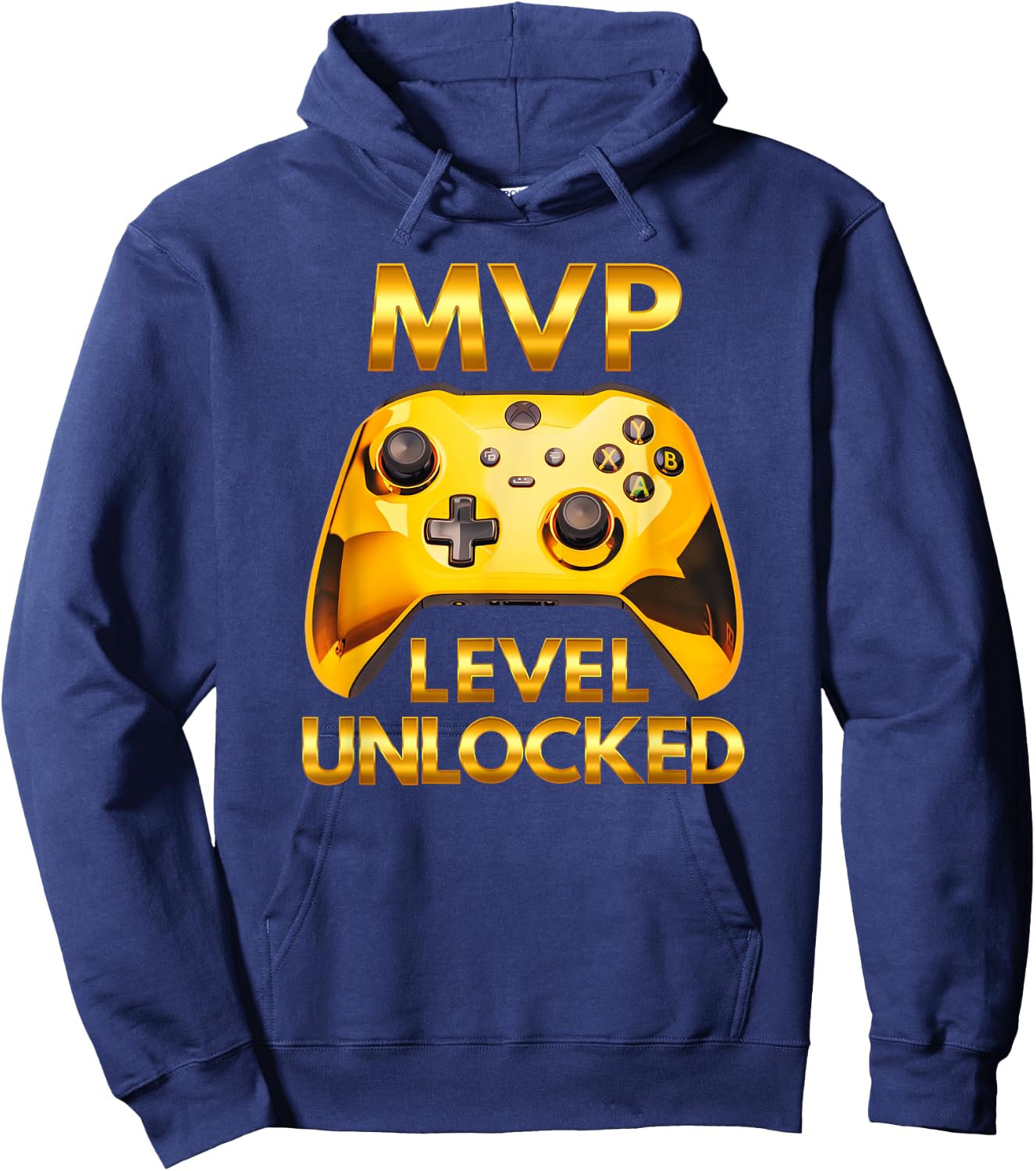MVP Level Unlocked Video Game Player Gold Gaming Controller Hoodie - Hoodie | Navy