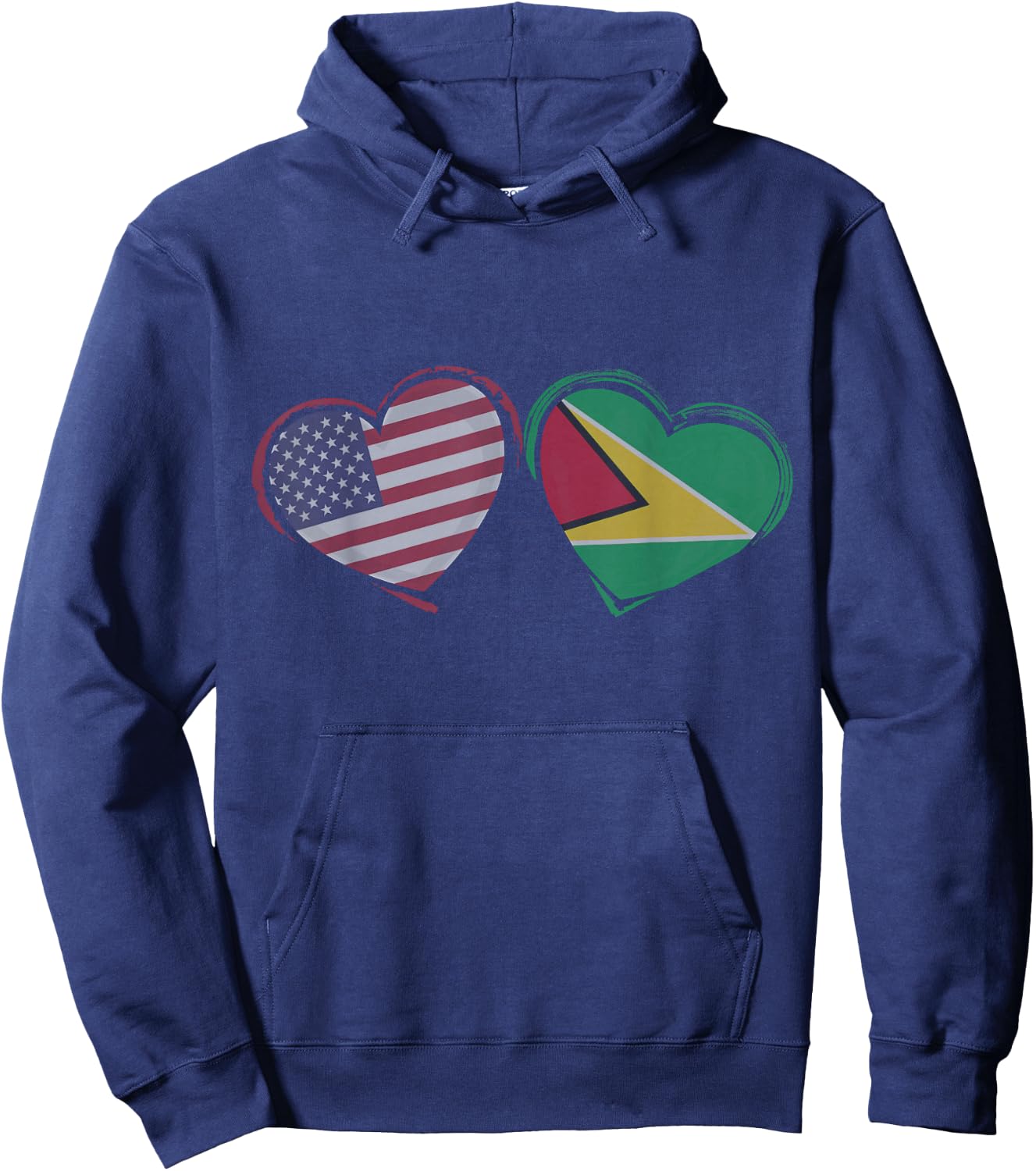 USA Guyana Flag Heart Valentines Day Guyanese American Hoodie - Hoodie | Navy