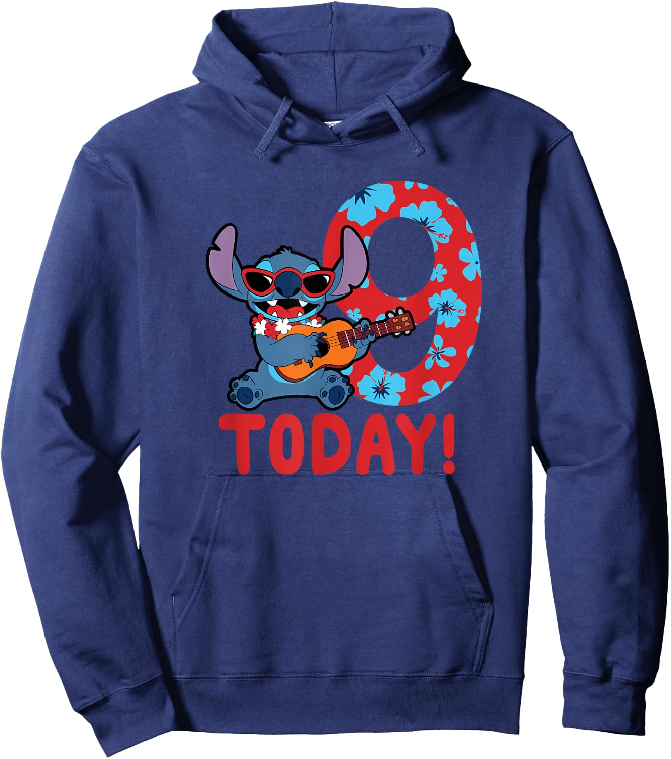 Disney Lilo & Stitch Tropical Birthday 9 Years Old Today Hoodie - Hoodie | Navy