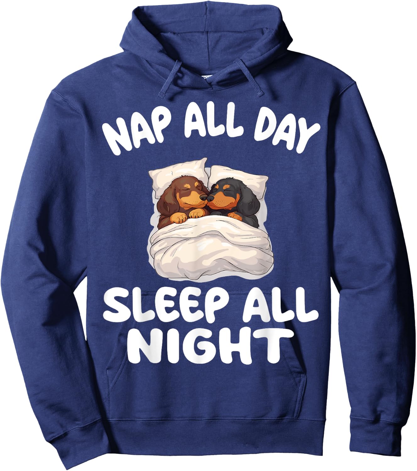 Cute Dachshund Nap All Day Sleep all Night Pajamas Nightgown Hoodie - Hoodie | Navy