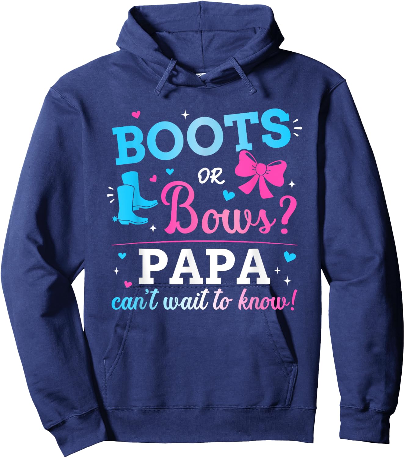 Gender reveal boots or bows papa matching baby party Hoodie - Hoodie | Navy