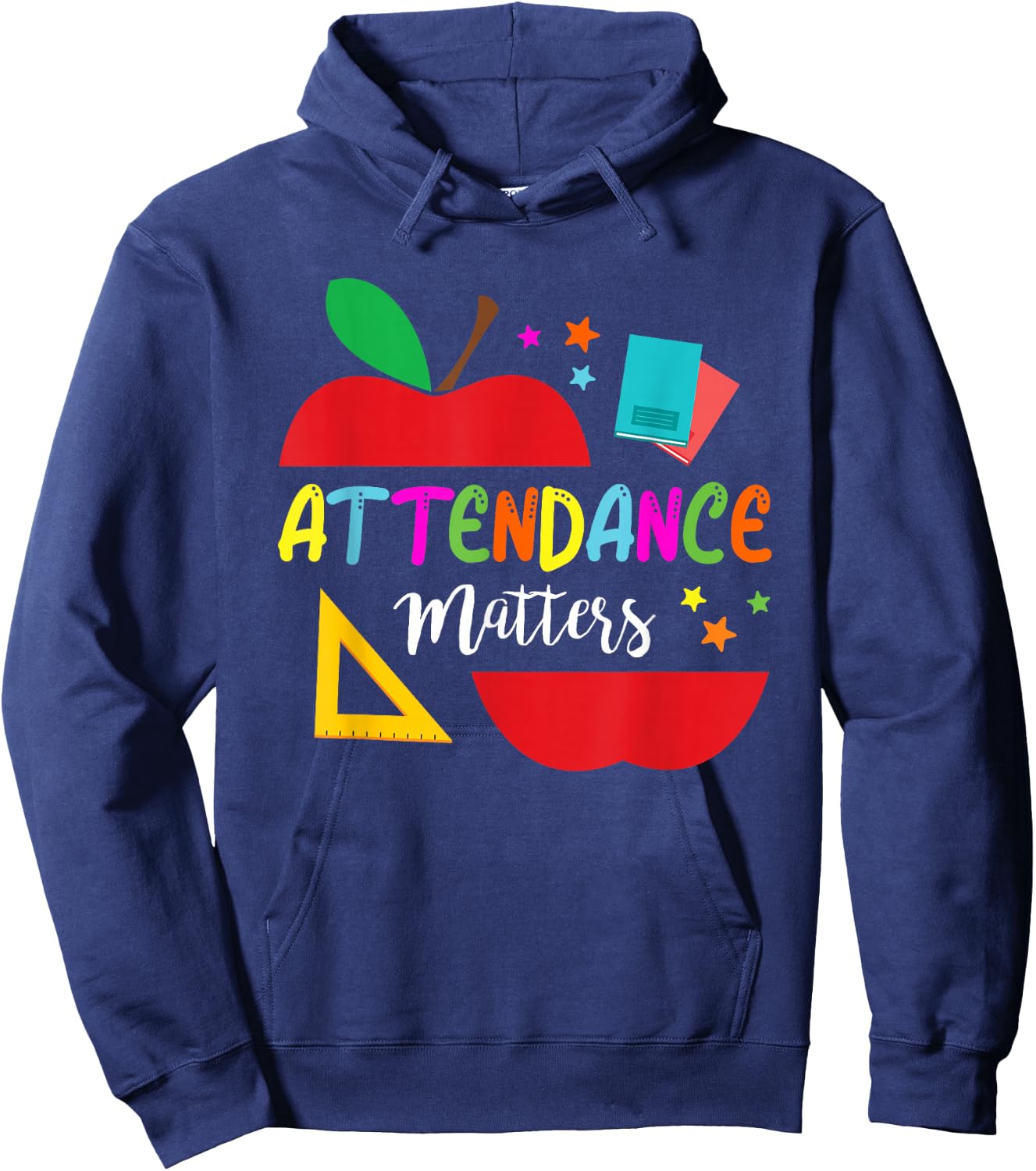 Attendance Matters Teacher Apple Gift Back to School Hoodie - Hoodie | Navy