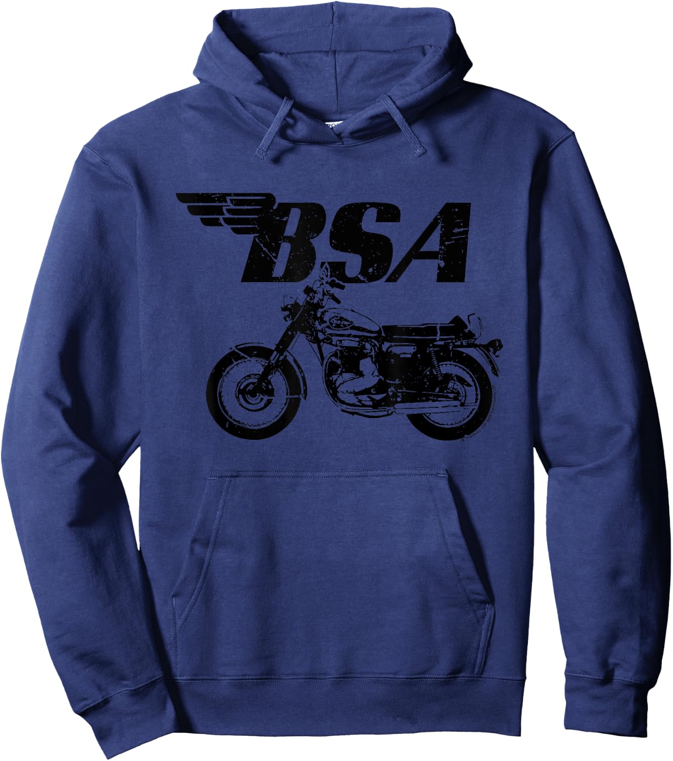 BSA Logo Distressed Thunderbolt Motorcycle Hoodie - Hoodie | Navy