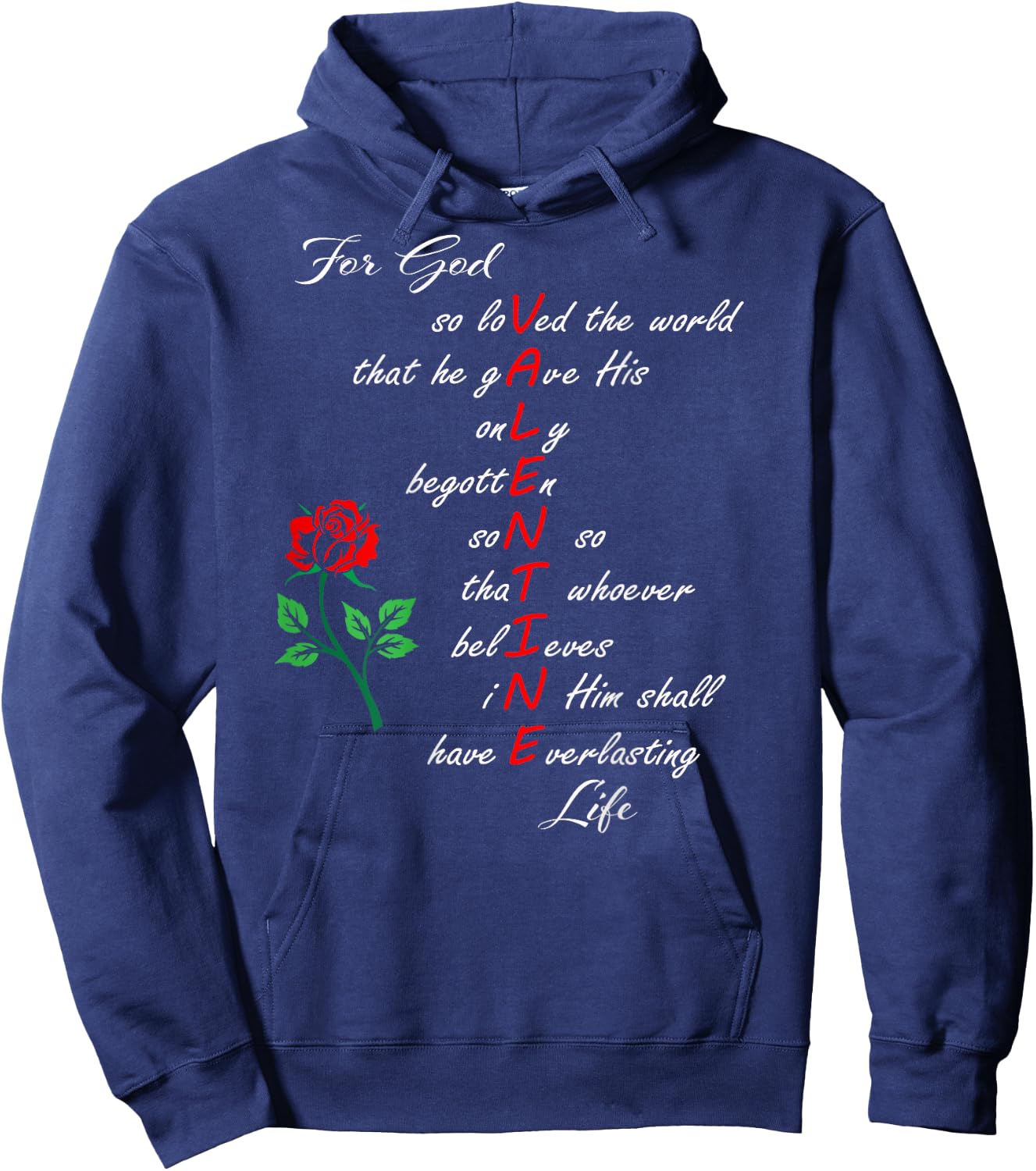 Christian Valentine's John 3:16 For God So Loved the World Hoodie - Hoodie | Navy