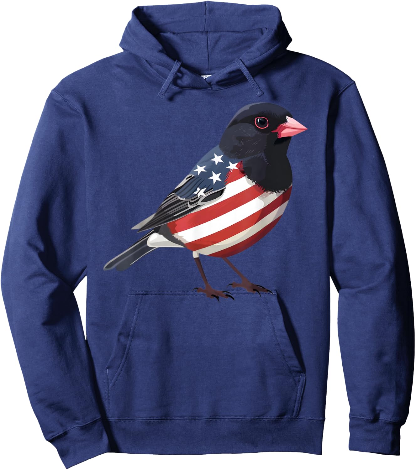 US Flag Dark Eyed Junco Patriotic Bird Face 4th Of July Hoodie - Hoodie | Navy