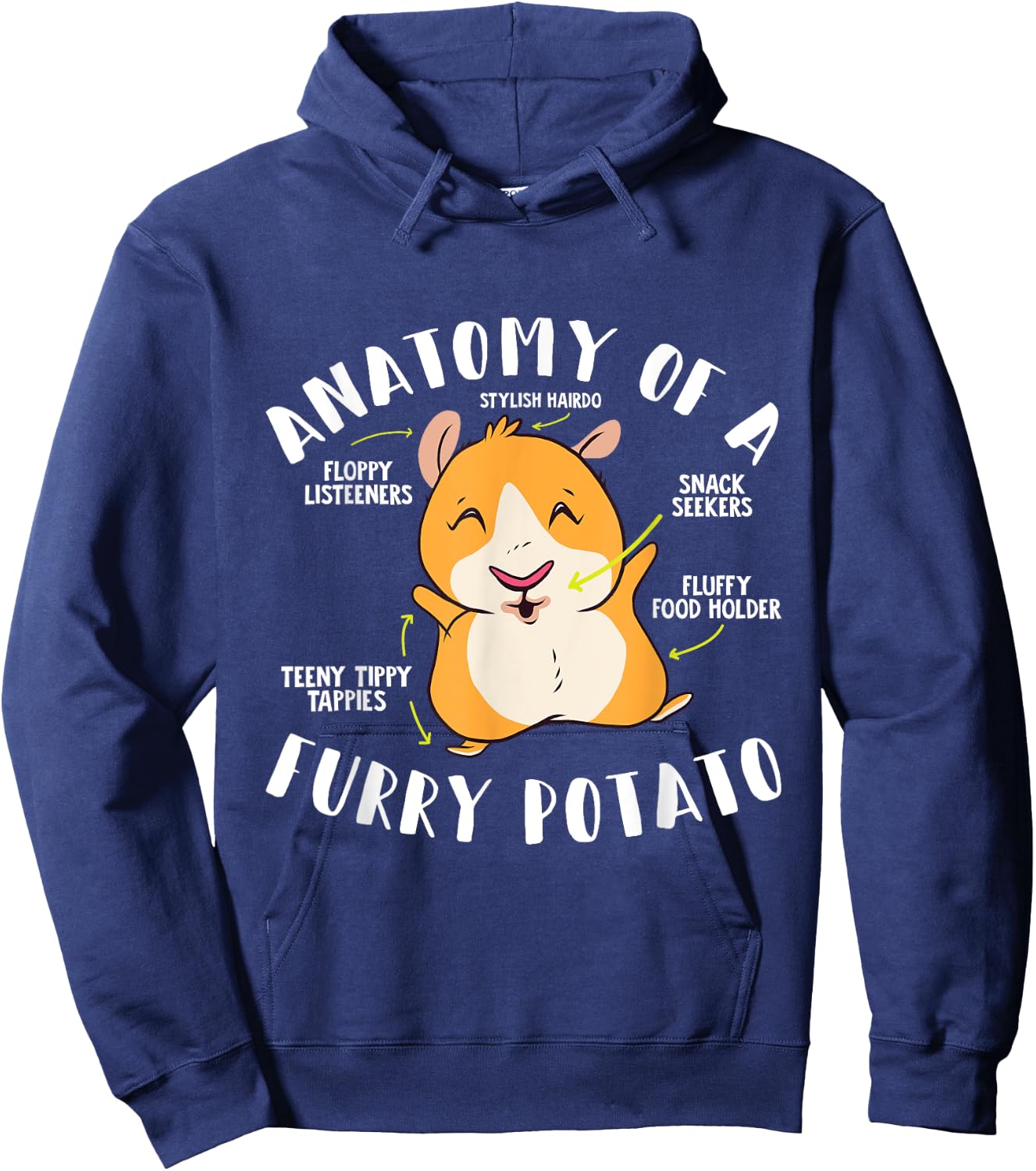 Anatomy Of A Furry Potato Guinea Pig Small Cute Pets Hoodie - Hoodie | Navy