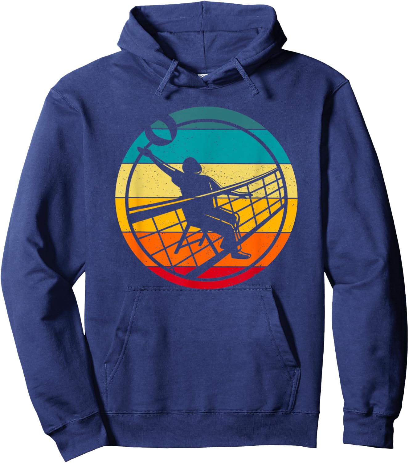 Retro Vintage Volleyballer Design Chair Volleyball Hoodie - Hoodie | Navy