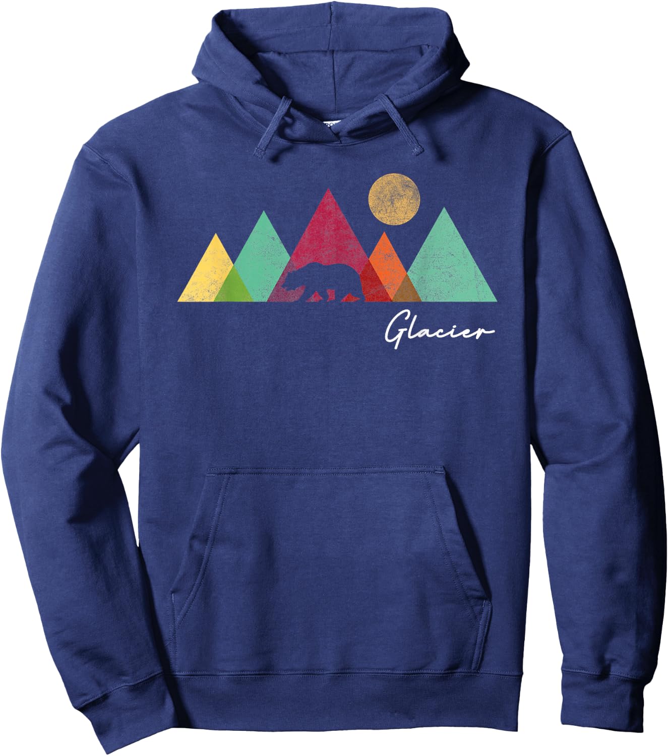 Retro Glacier National Park Montana Souvenir Women Men Kids Hoodie - Hoodie | Navy