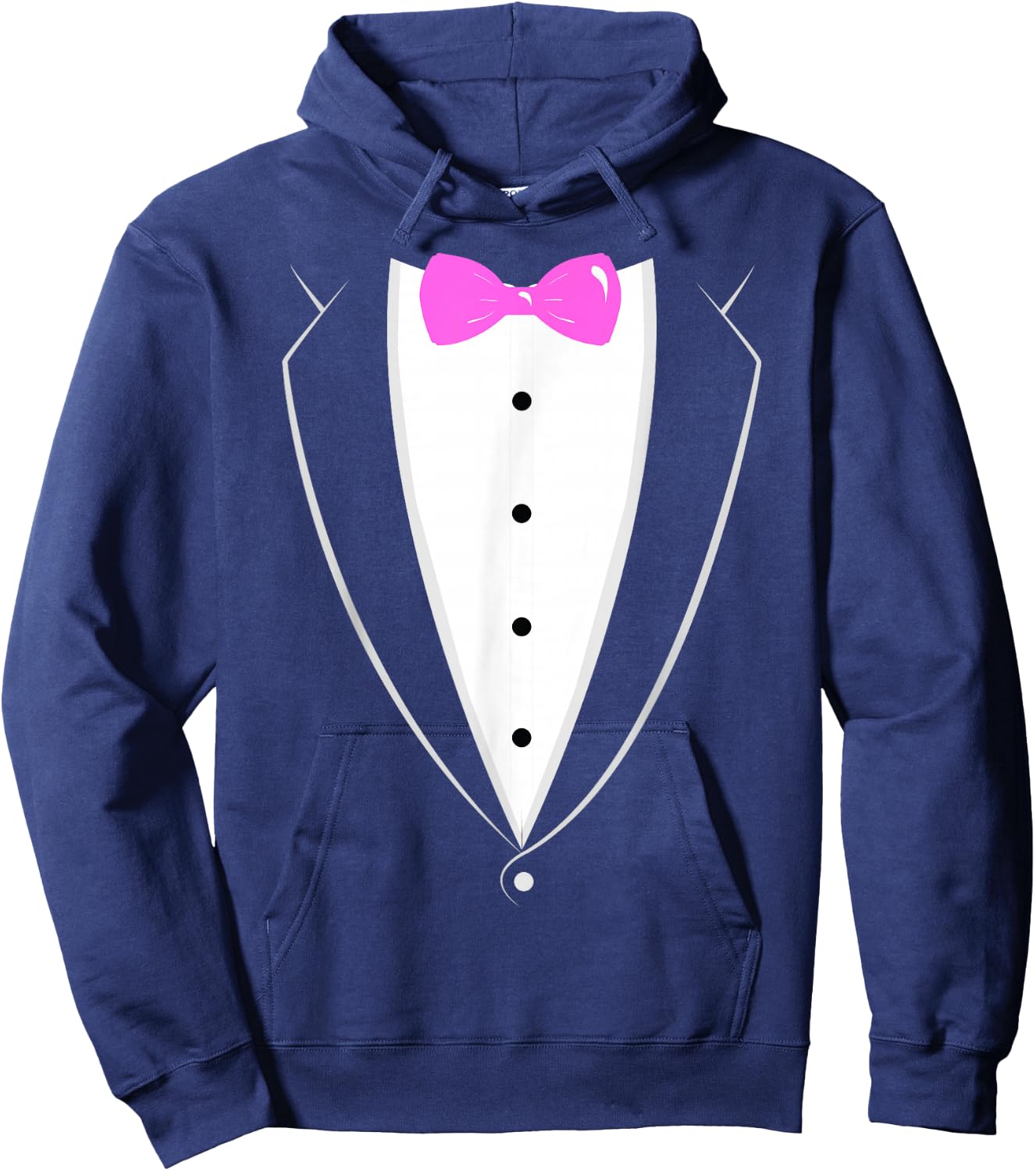 Black and White Tuxedo with Pink Bow tie Novelty T Shirt Hoodie - Hoodie | Navy