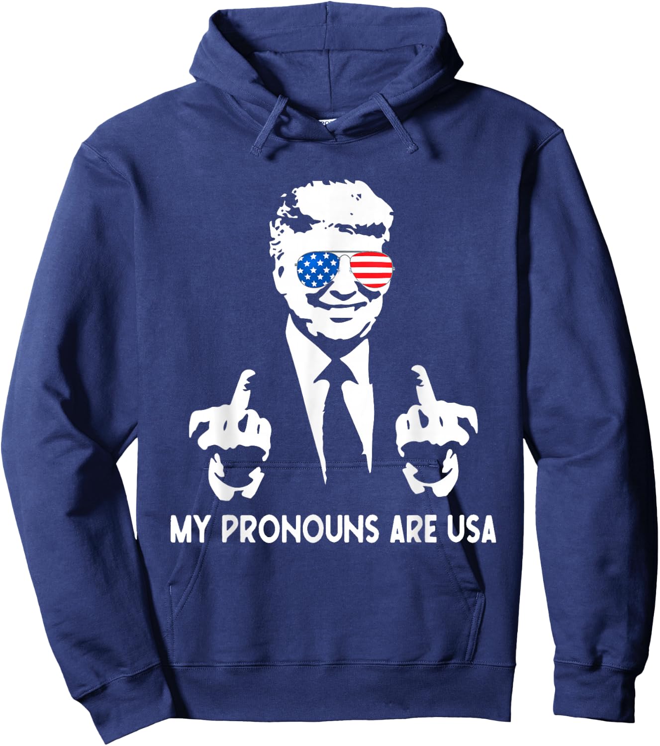 My Pronouns Are USA Patriotic American Flag July 4th Hoodie - Hoodie | Navy