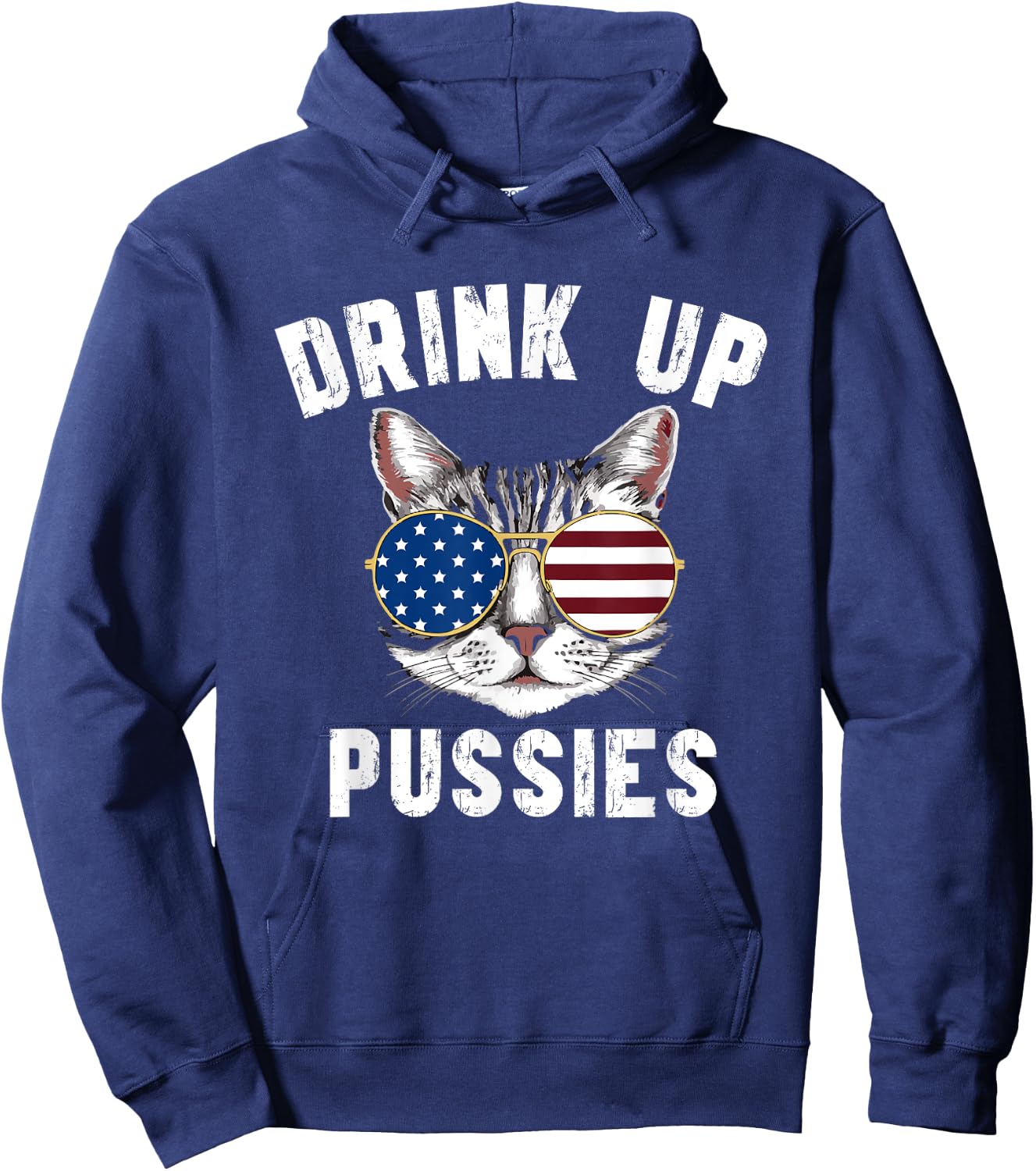 Funny Drink Up Pussies Sarcastic Cat Drinking Drinker Humor Women Hoodie - Hoodie | Navy