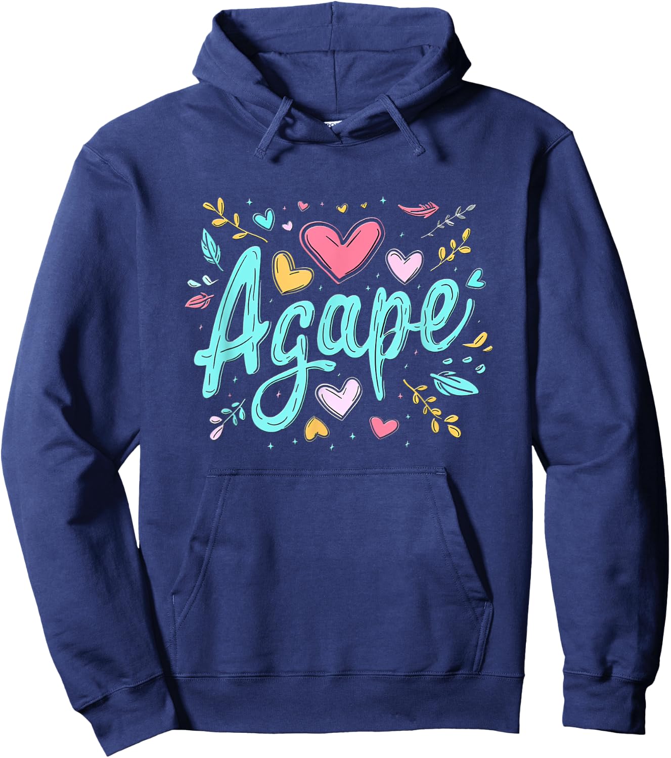 Agape Old Greek Christian Apparel - Christian Faith - Love Agape - -Adults - Black - Small - Short Sleeve Hoodie - Hoodie | Navy
