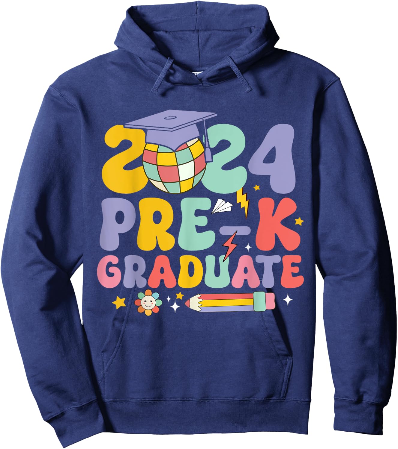 Groovy Preschool Graduation 2024 Pre-k Graduate for Girls Hoodie - Hoodie | Navy