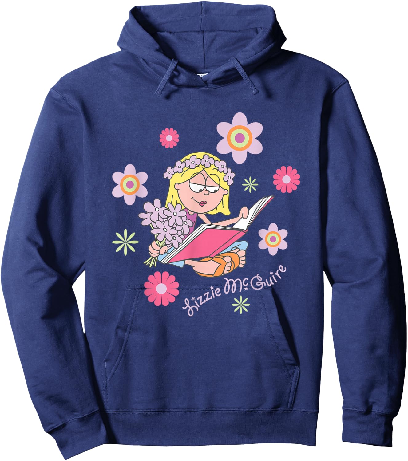 Disney Lizzy McGuire Groovy Hippie Lizzie Big Chest Poster Hoodie - Hoodie | Navy