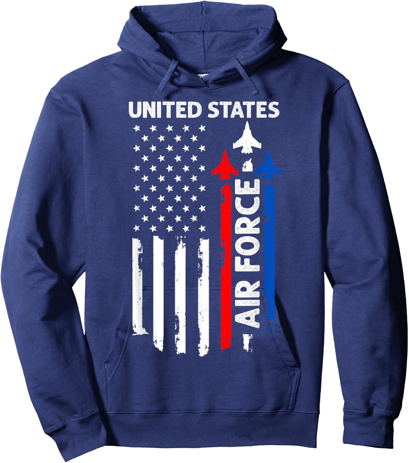 United States Air Force American USA Flag July 4th Patriotic Hoodie - Hoodie | Navy