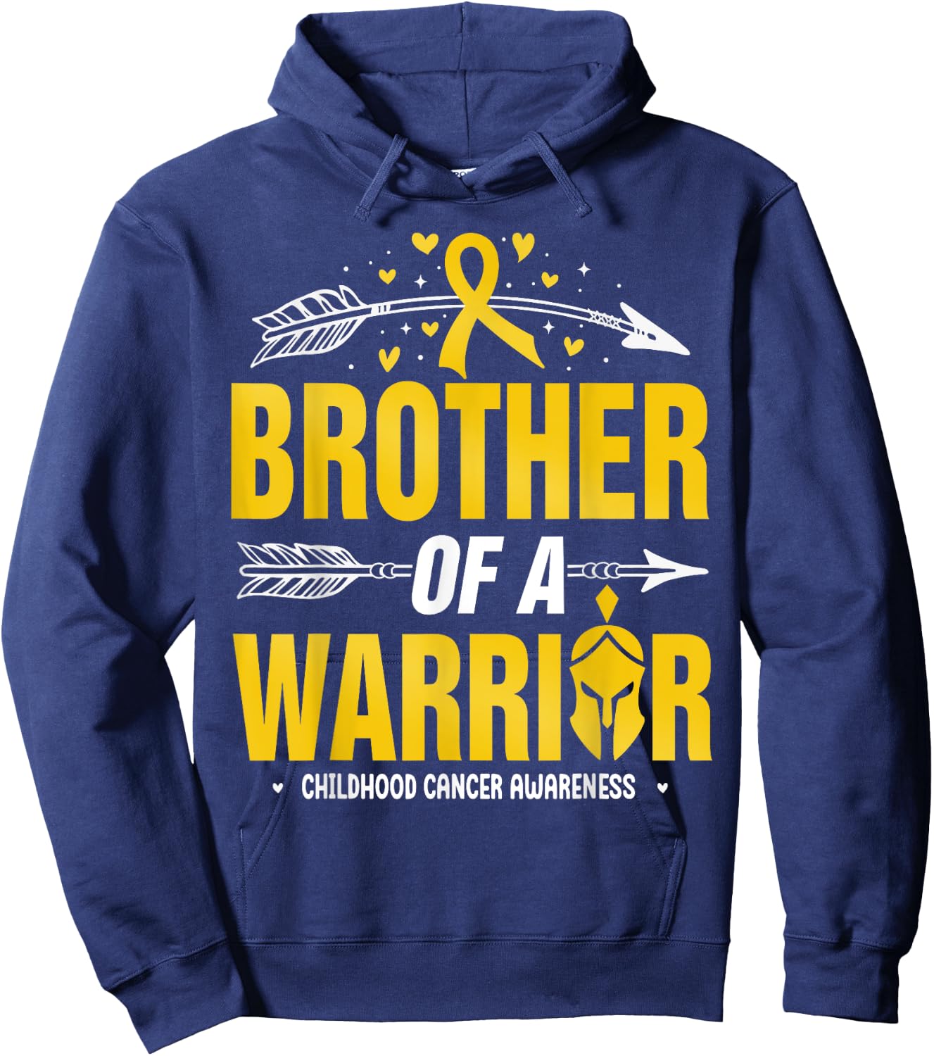 Childhood Cancer Awareness Brother Of A Warrior Gold Ribbon Hoodie - Hoodie | Navy