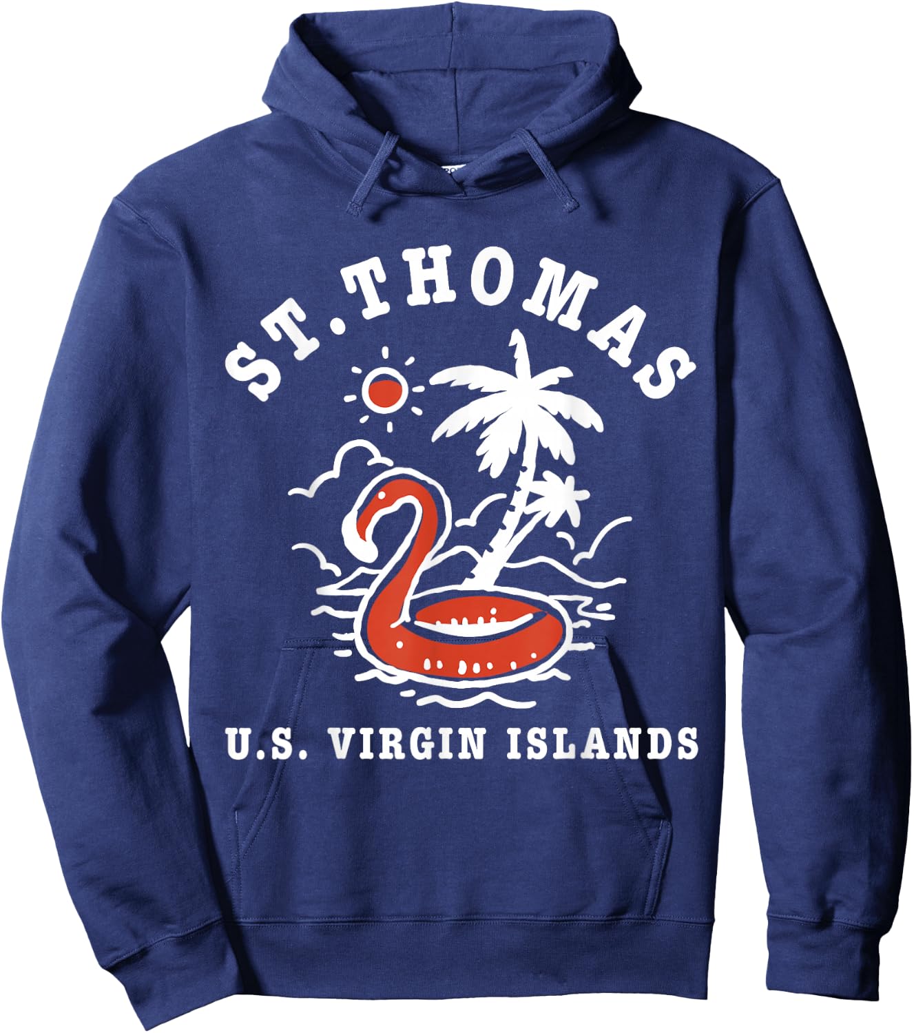 St. Thomas US Virgin Islands Vacation Flamingo Beach Hoodie - Hoodie | Navy