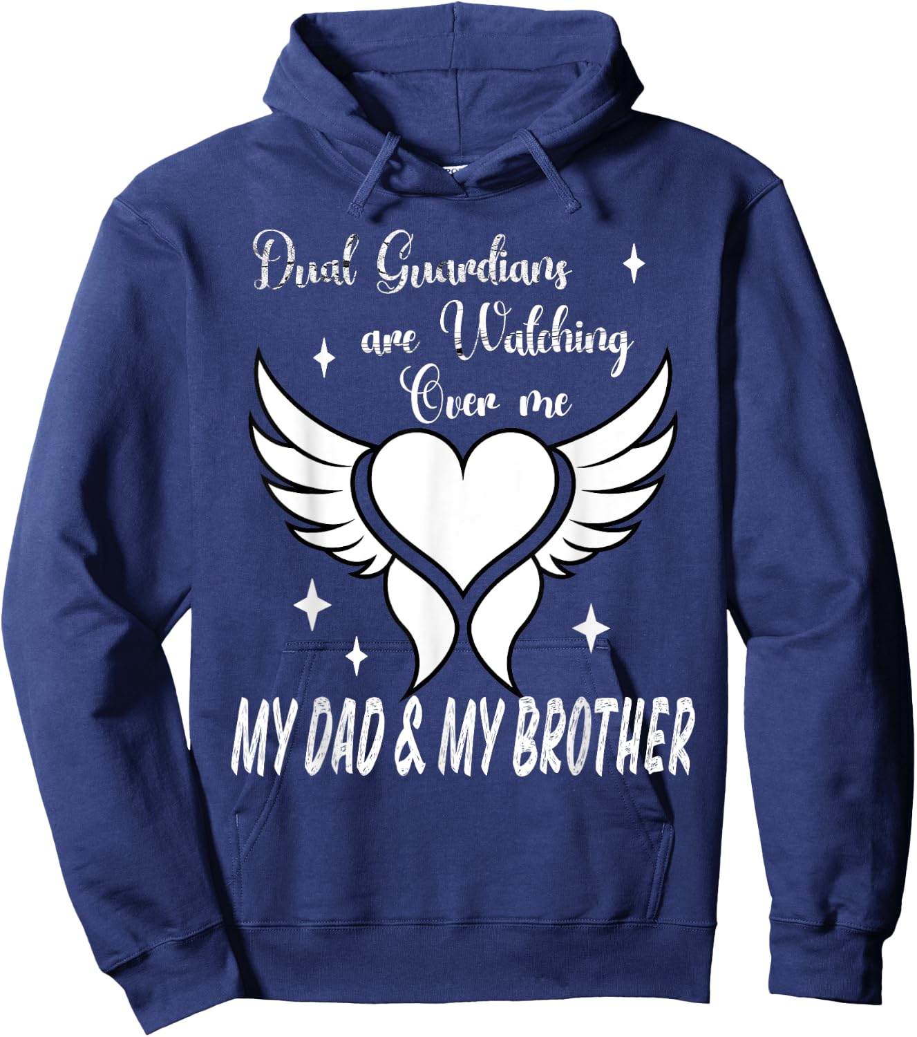 Dual Guardians Dad and Brother Angels Watching Over Me Hoodie - Hoodie | Navy