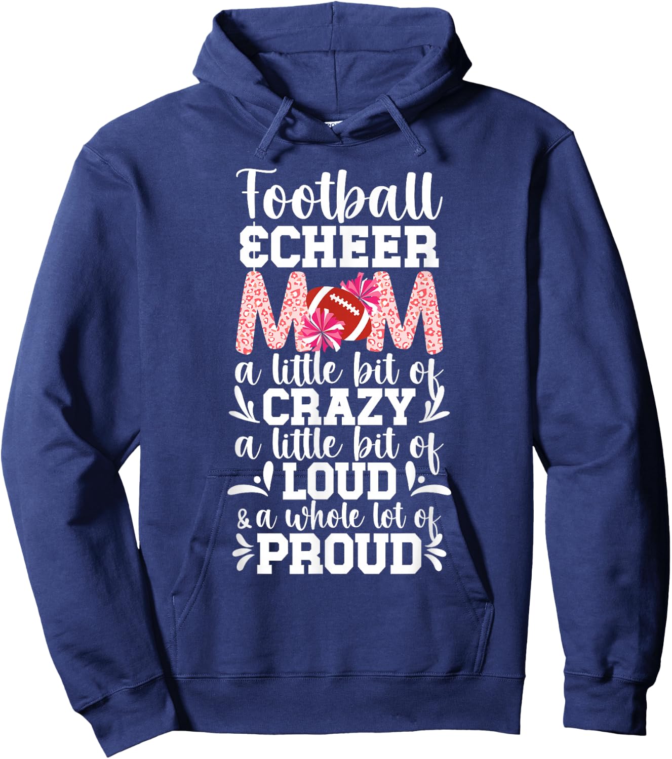 Football & Cheer Mom Proud Football And Cheerleading Mom Hoodie - Hoodie | Navy