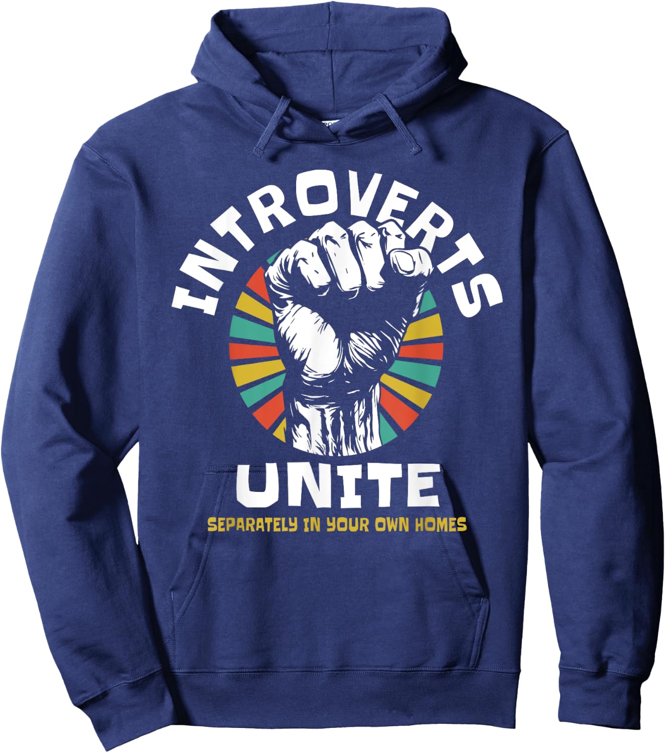 Introverts Unite Separately Own Homes Emblem Hoodie - Hoodie | Navy