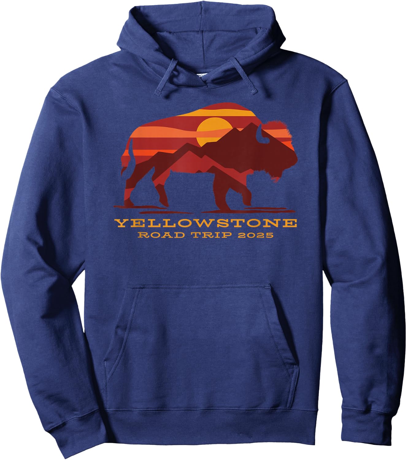 Yellowstone National Park Family Road Trip 2025 Matching Hoodie - Hoodie | Navy