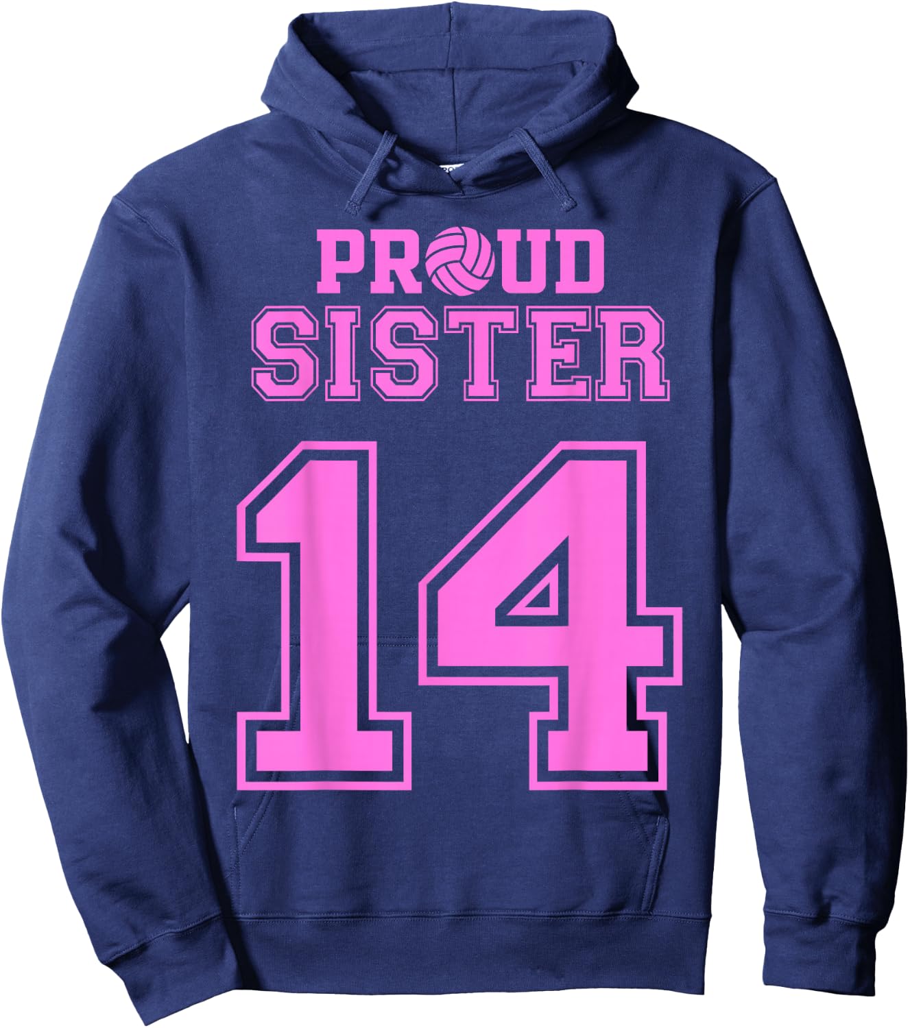 Proud Volleyball Sister Number 14 P Hoodie - Hoodie | Navy