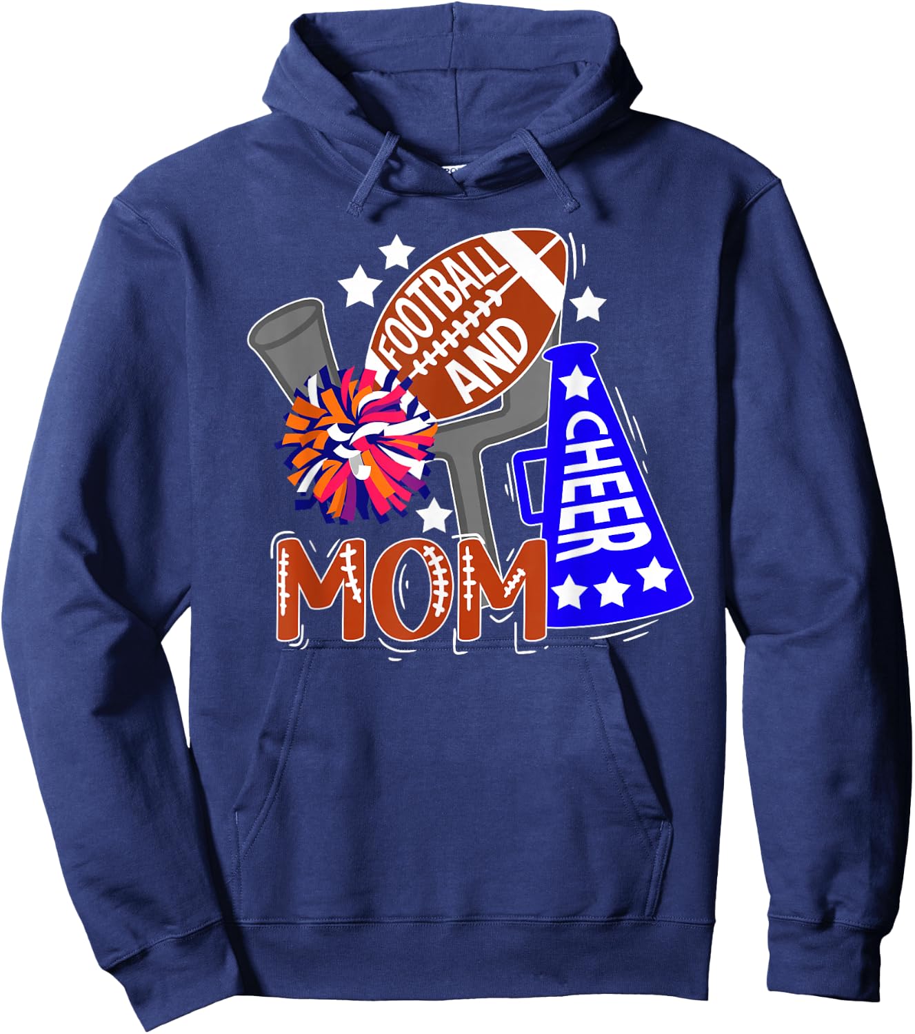 Football And Cheer Mom Best Cheerleading And Football Mom Hoodie - Hoodie | Navy