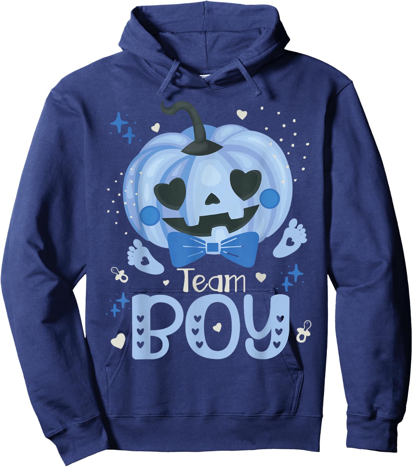 Team Boy Pumpkin Halloween Baby Gender Reveal Party Blue Hoodie - Hoodie | Navy