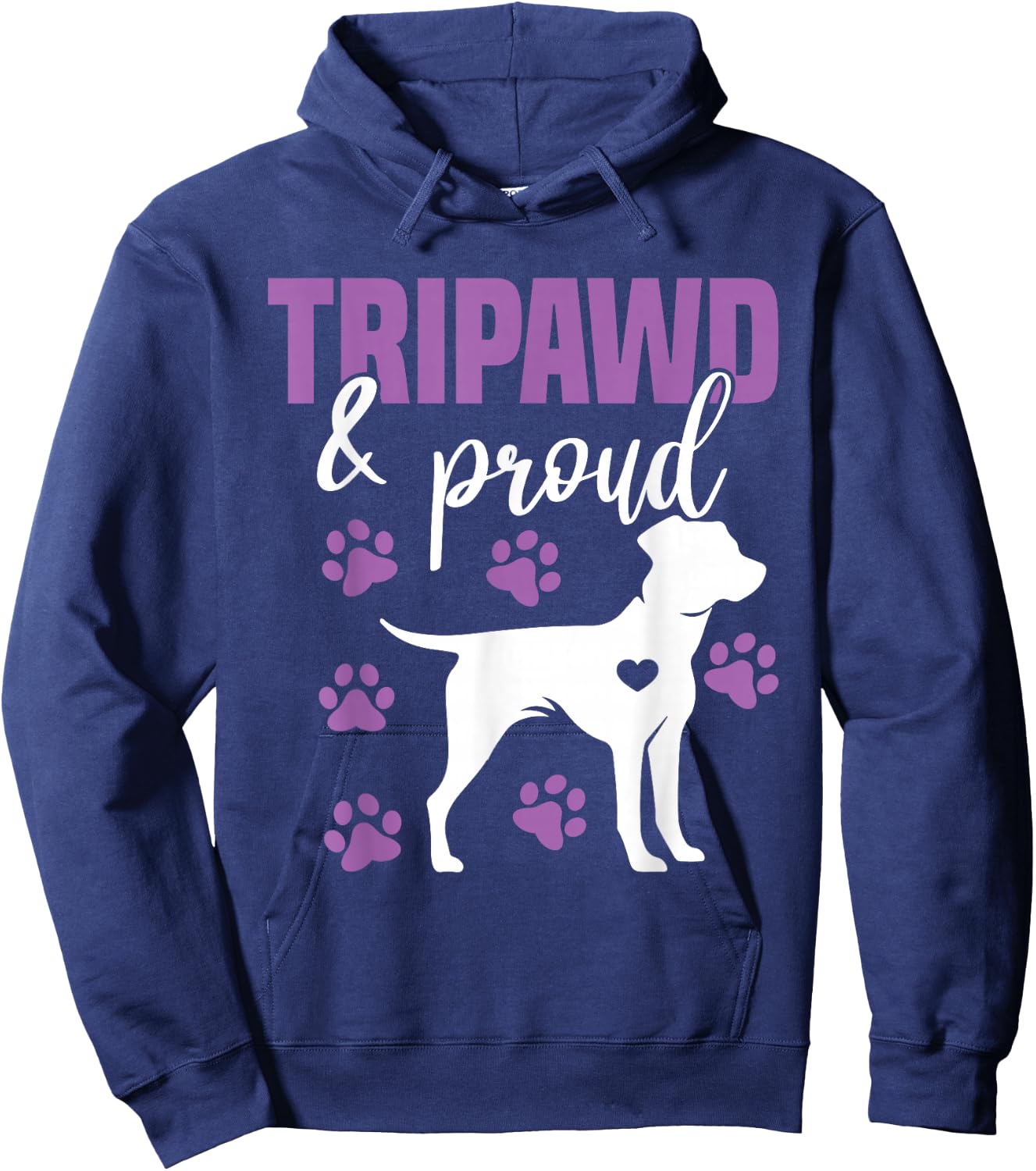 Tripawd and Proud, Left Back Leg Amputee, Tripaw Dogs Hoodie - Hoodie | Navy