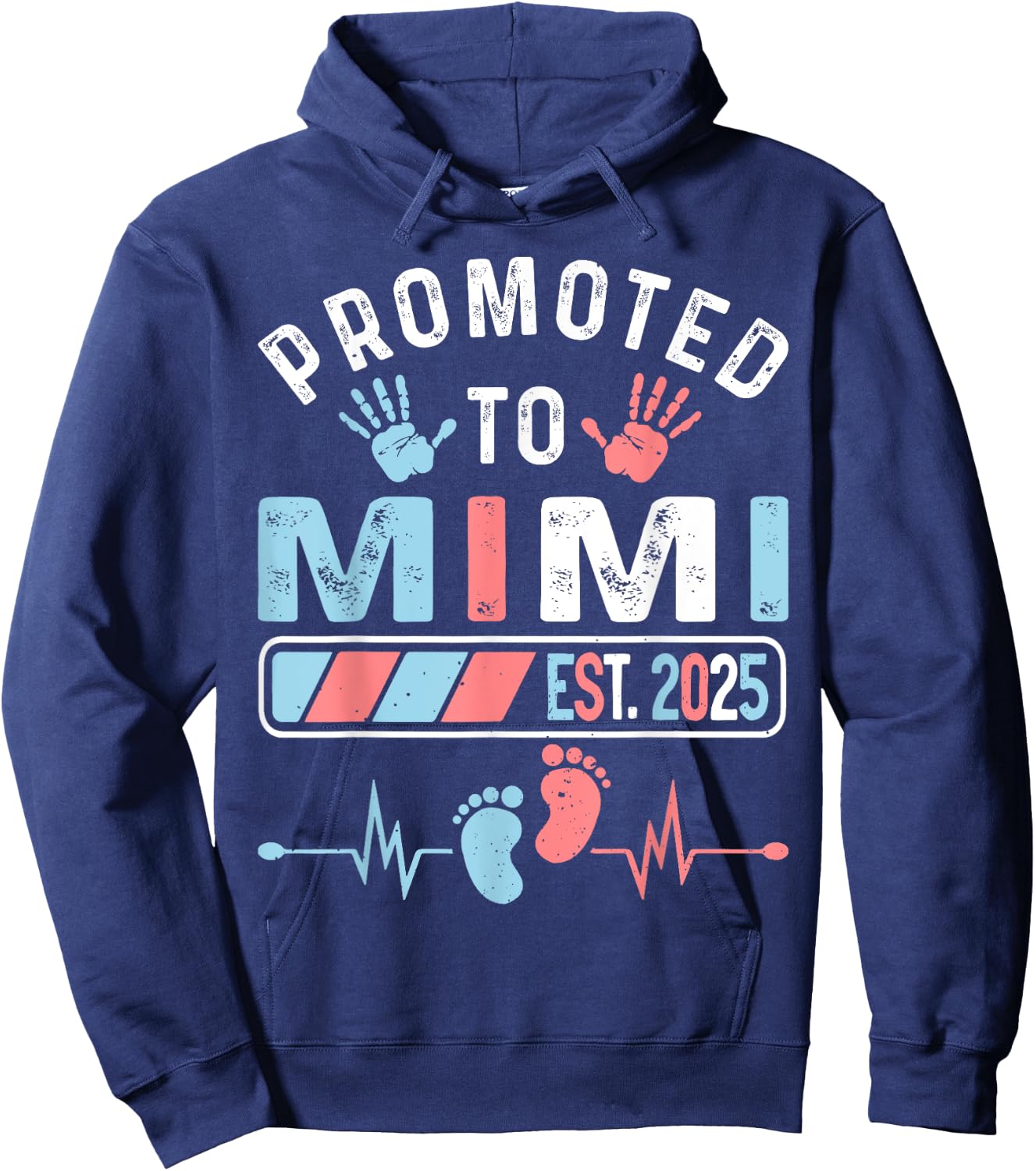 Promoted To Mimi Est. 2025 Baby Shower Gender Reveal Hoodie - Hoodie | Navy