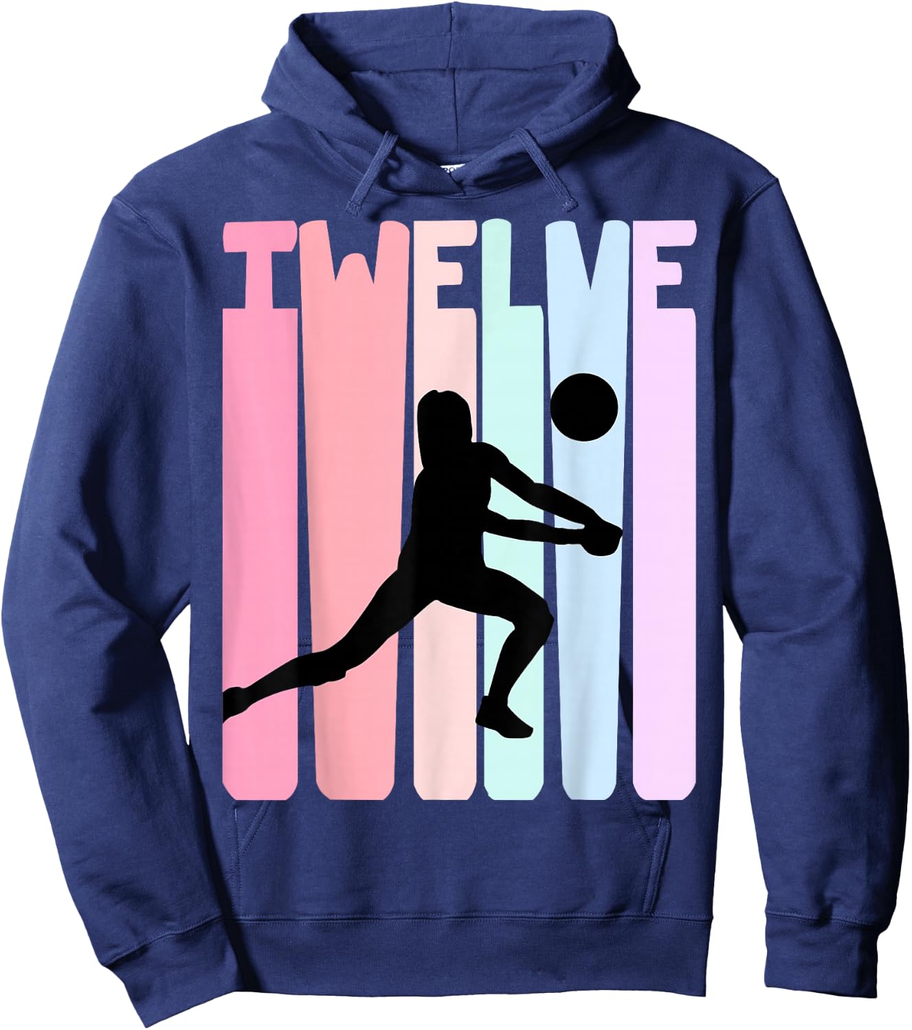 12th Birthday Retro Volleyball Girl Player 12 Years Old Kids Hoodie - Hoodie | Navy