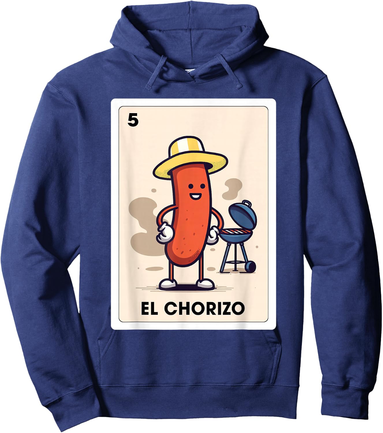 Mexicana Sausage Lover BBQ El Chorizo Mexican Bingo Card Hoodie - Hoodie | Navy