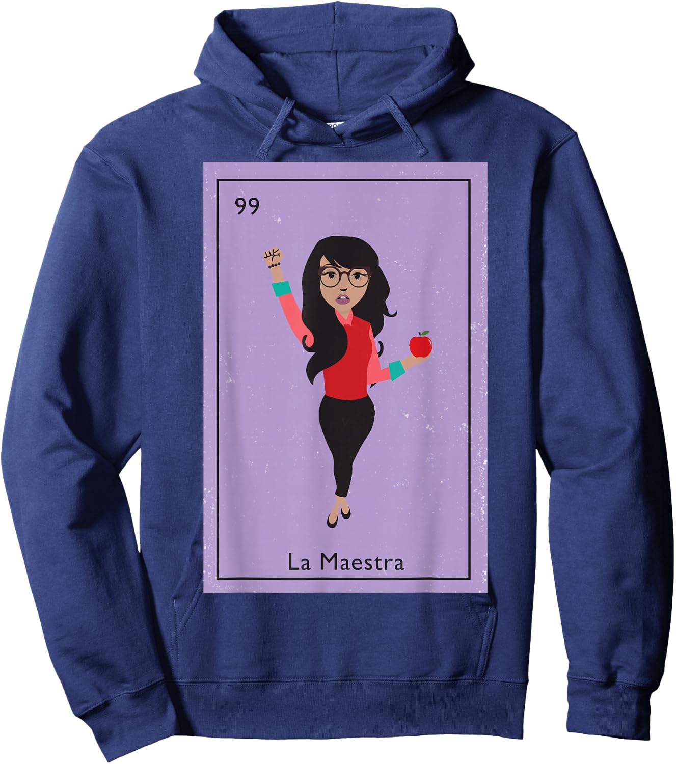 La Maestra Mexican Bingo Card Teacher Lottery Card Hoodie - Hoodie | Navy