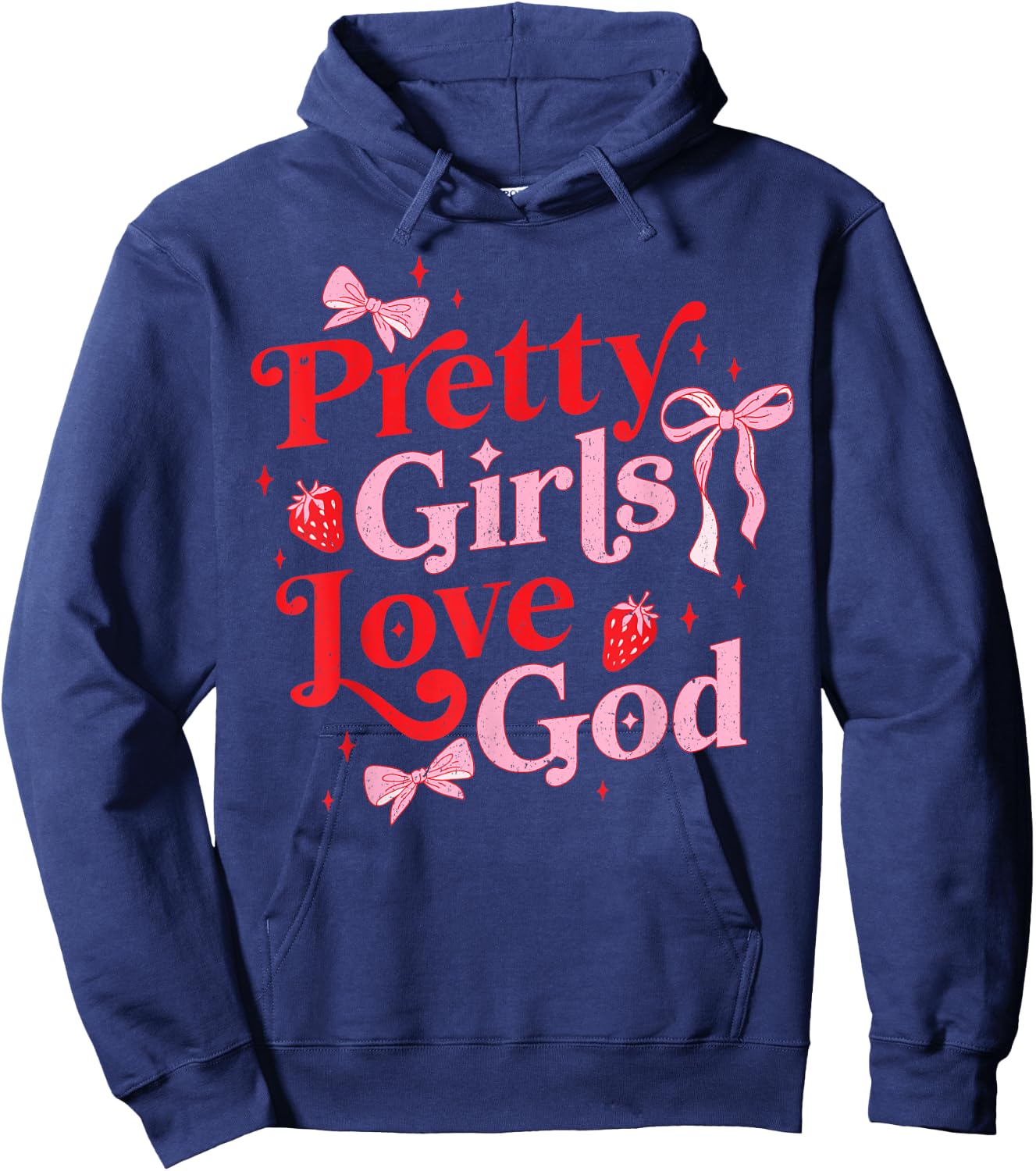 Petty Girls Love God Christian Coquette Hoodie - Hoodie | Navy