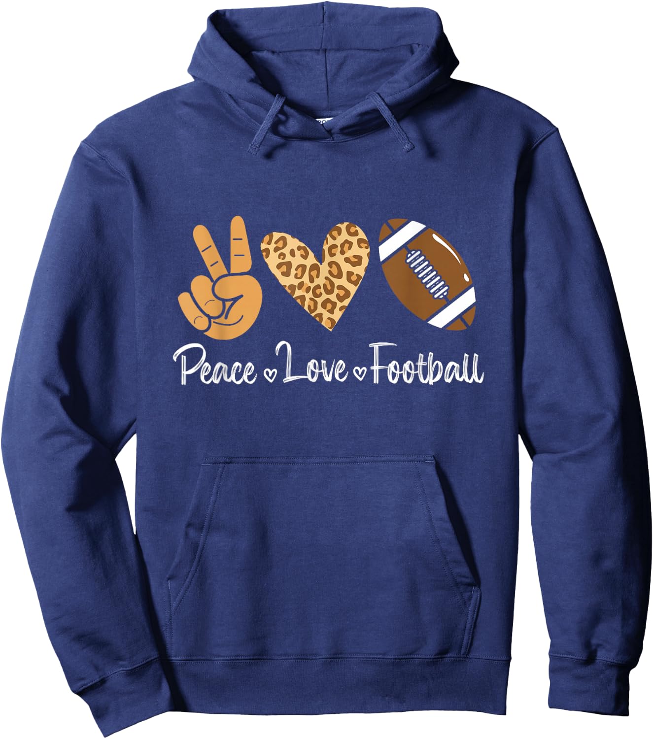 Peace Love American Football Leopard Football Lover Hoodie - Hoodie | Navy