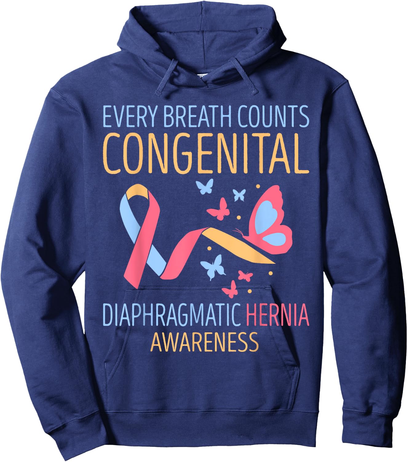 Every Breath Count Congenital Diaphragmatic Hernia Awareness Hoodie - Hoodie | Navy