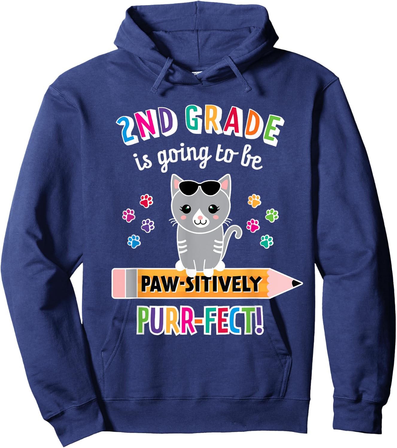 First Day of Second Grade Shirt Cat First Day of School Hoodie - Hoodie | Navy