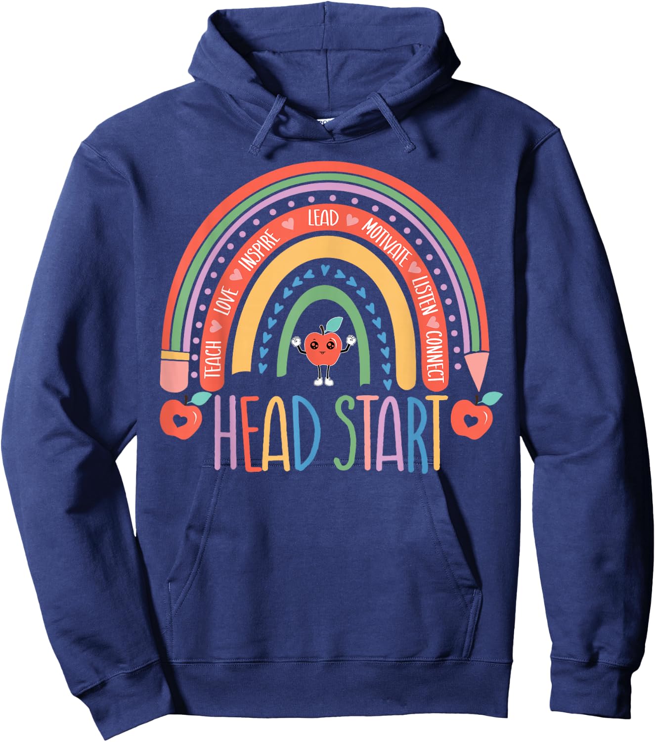 Head Start Rainbow - Back to School - Headstart Teacher Hoodie - Hoodie | Navy