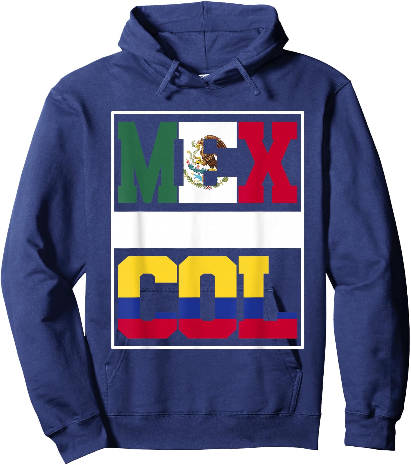 Half Colombian Mexican Mixed Heritage Colombia Mexico Roots Hoodie - Hoodie | Navy