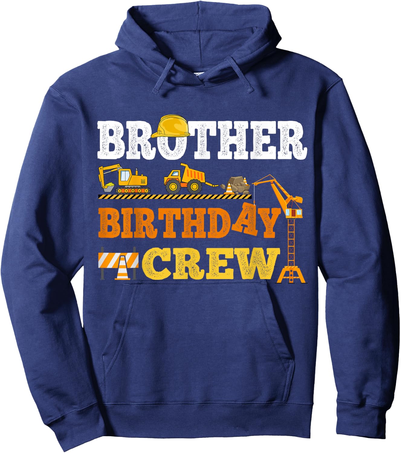 Brother Birthday Crew Construction Excavator Kids Family Hoodie - Hoodie | Navy