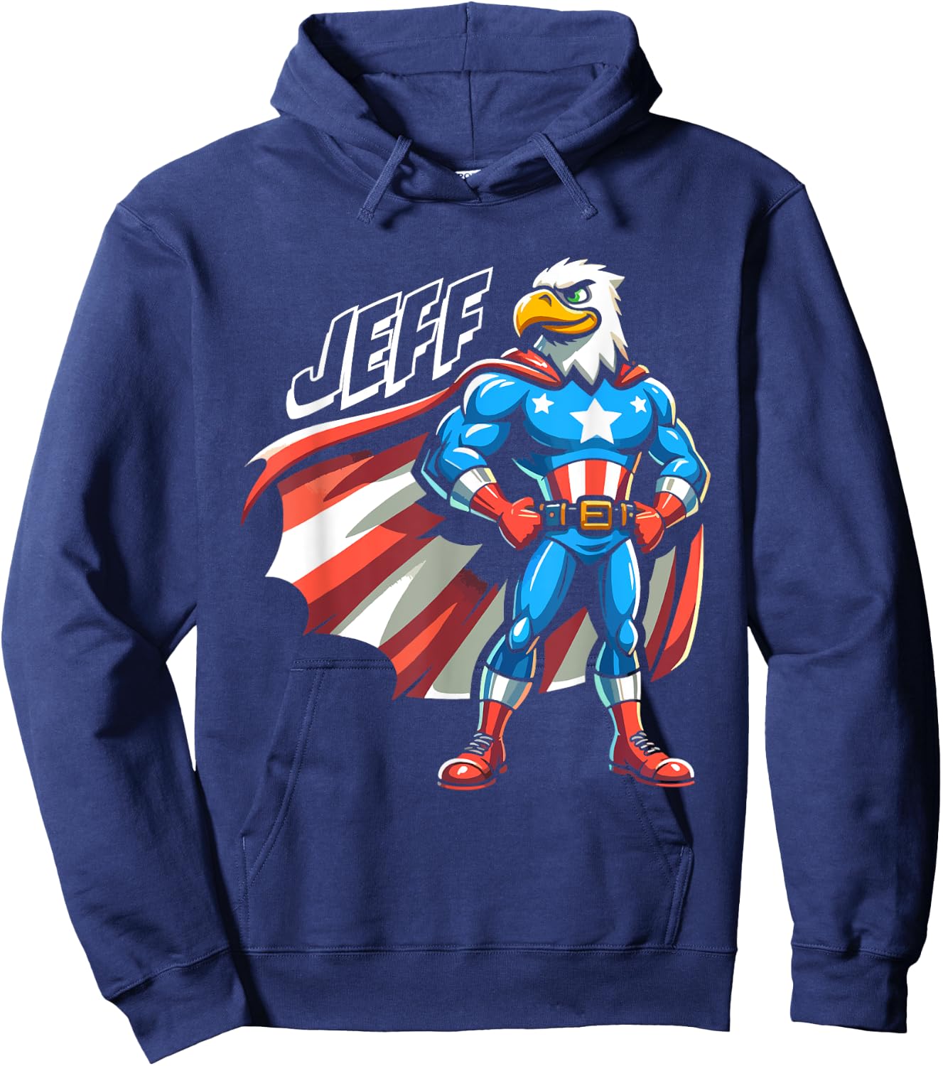 Jeff USA Eagle Patriotic Superhero for Boys Name Jeff Hoodie - Hoodie | Navy