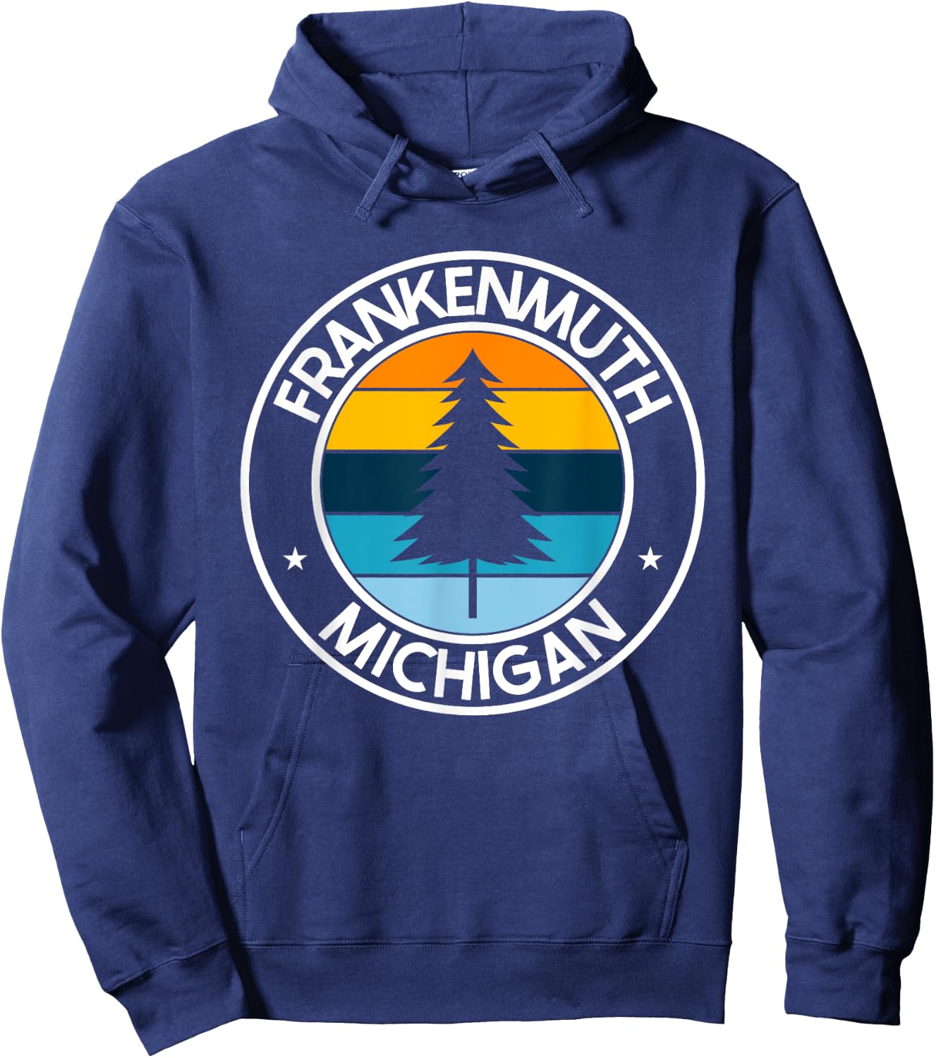 Frankenmuth Michigan MI USA City Pride Retro Sunset Hoodie - Hoodie | Navy