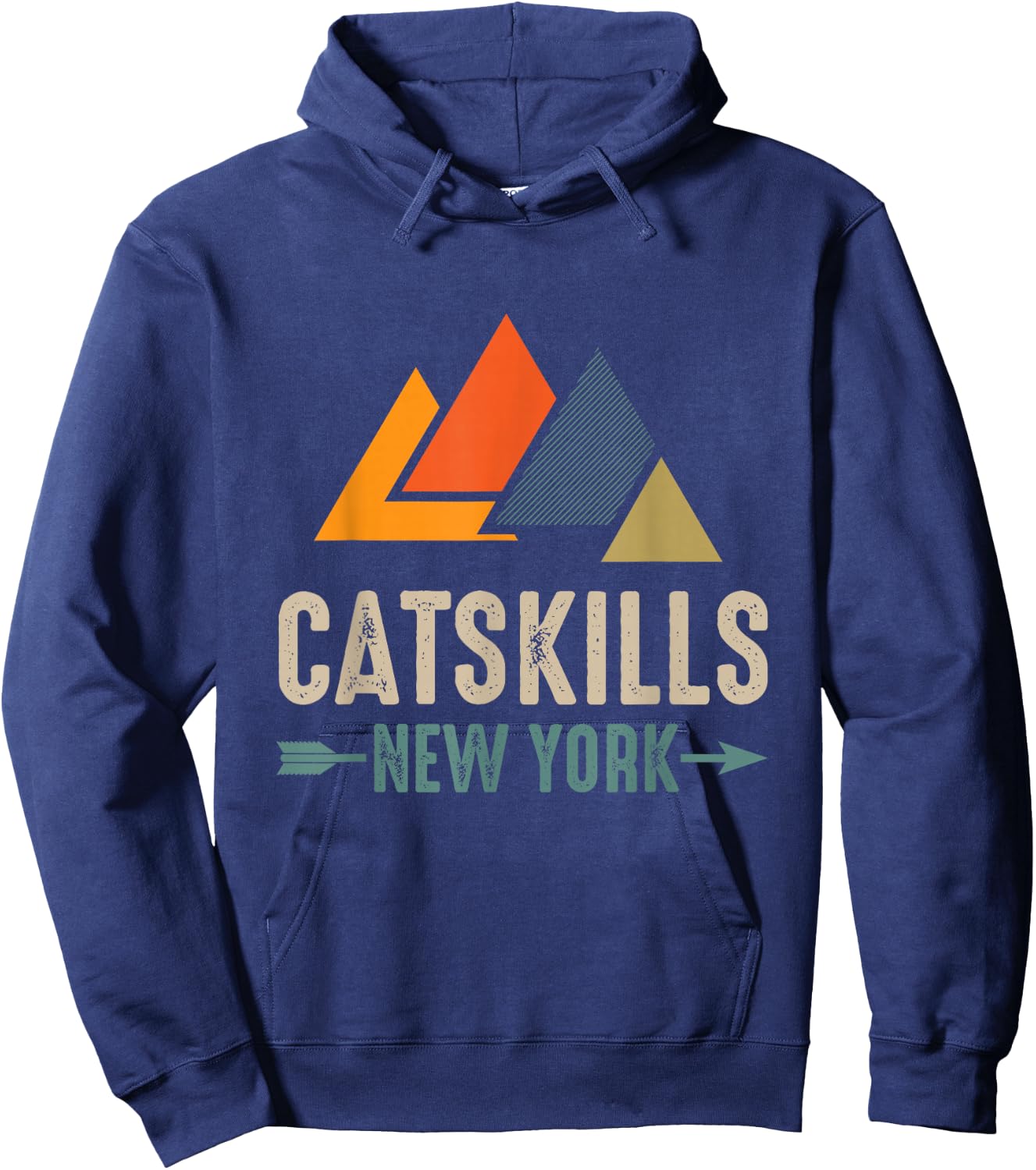 Minimal Geometric Mountains Catskills New York Vintage Retro Hoodie - Hoodie | Navy
