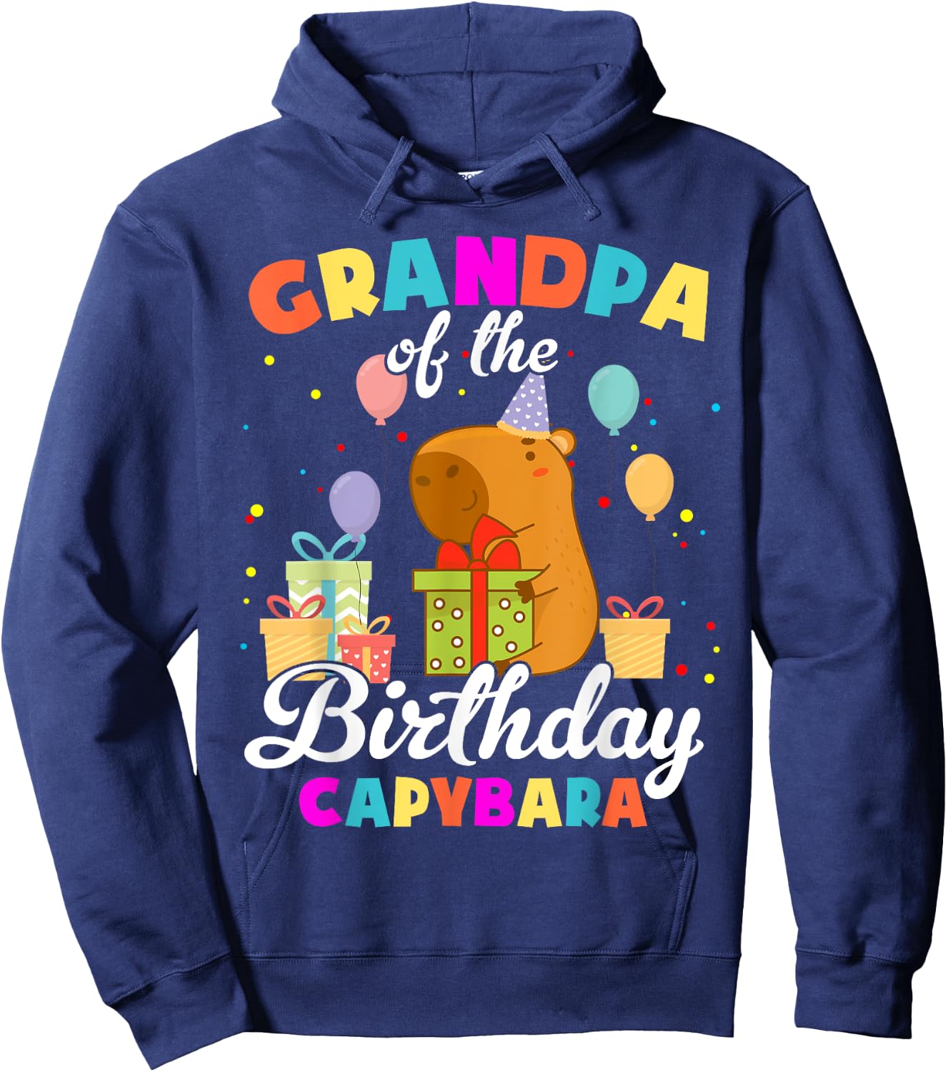Grandpa Of The Birthday Capybara Family Party Hoodie - Hoodie | Navy