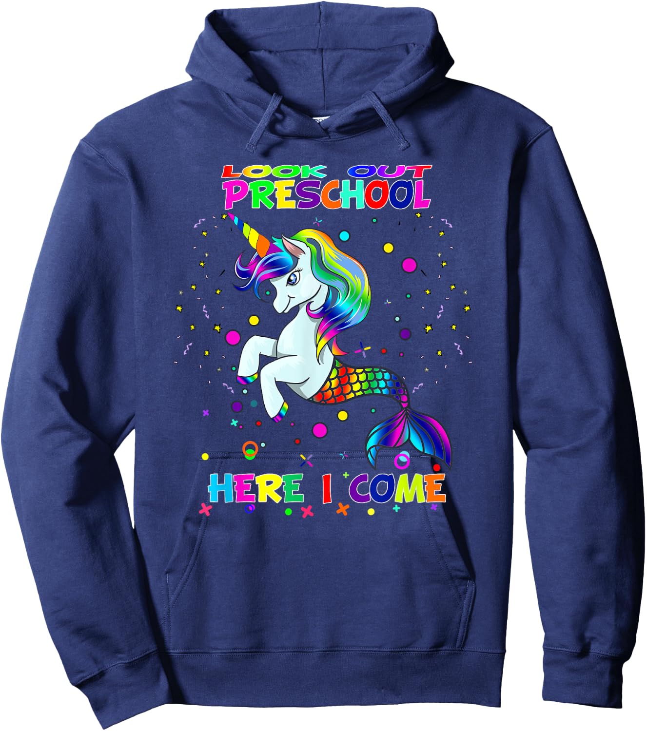 Look Out Preschool Here I Come Kids Mermicorn Unicorn Hoodie - Hoodie | Navy