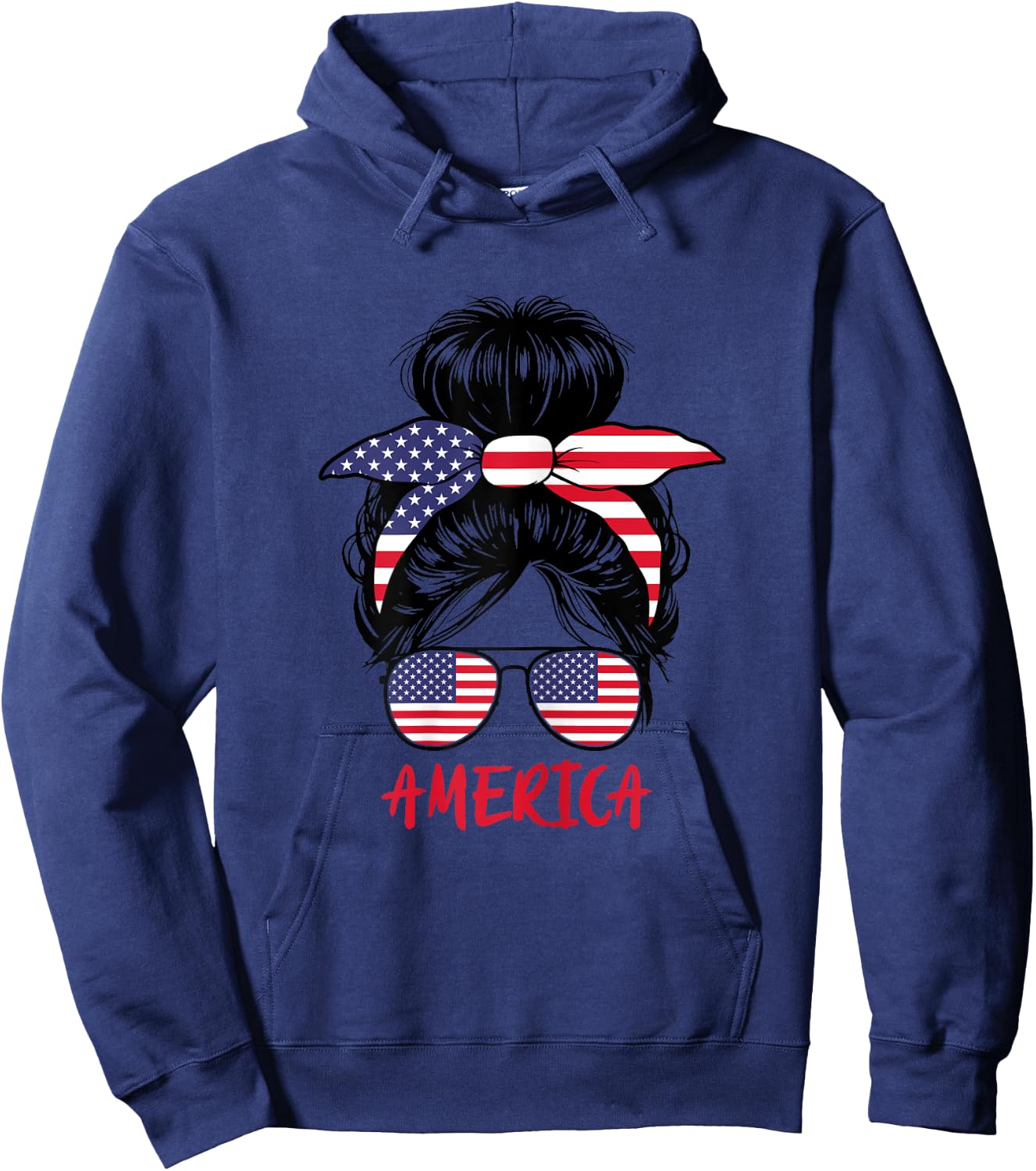 American Girl United States Woman Proud America Flag Hoodie - Hoodie | Navy
