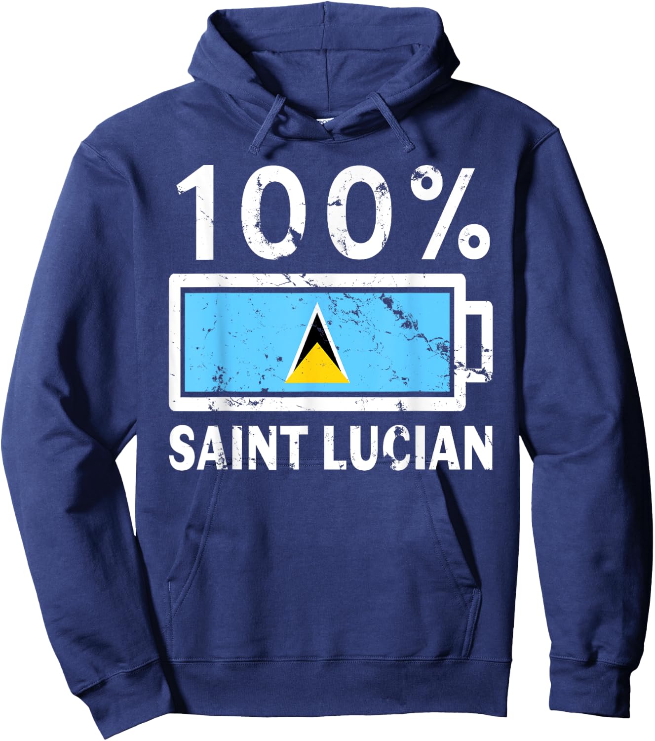 Saint Lucia Flag | 100% Saint Lucian Battery Power Tea Hoodie - Hoodie | Navy