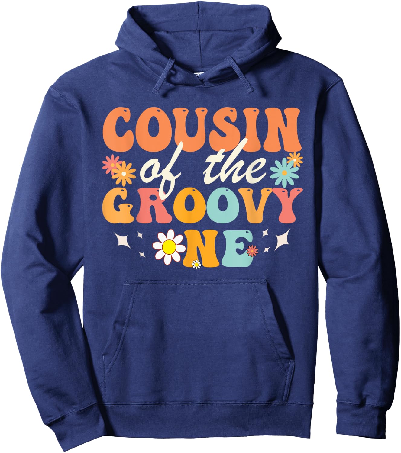Cousin of Groovy One Matching Family First Birthday Party Hoodie - Hoodie | Navy
