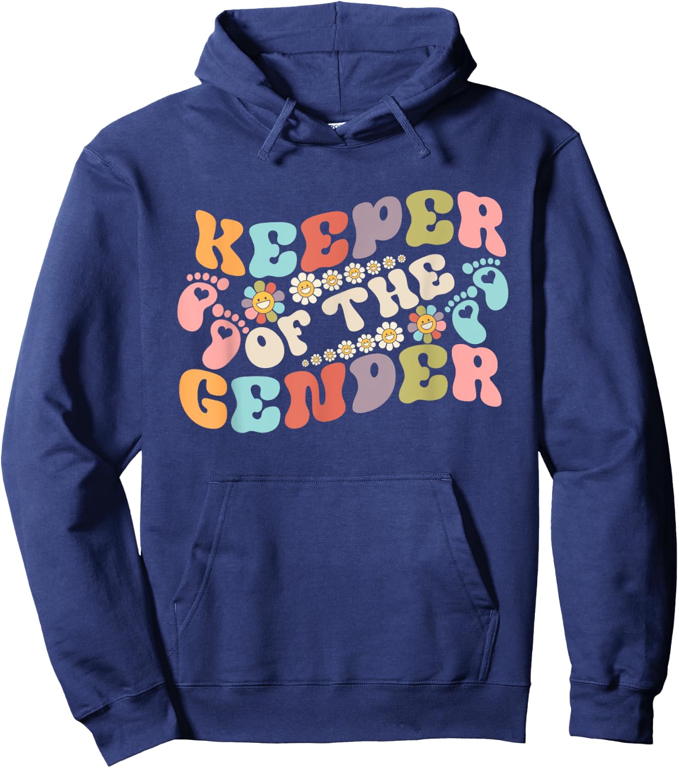 Gender Reveal Keeper of the Gender Groovy Flower Retro Hoodie - Hoodie | Navy